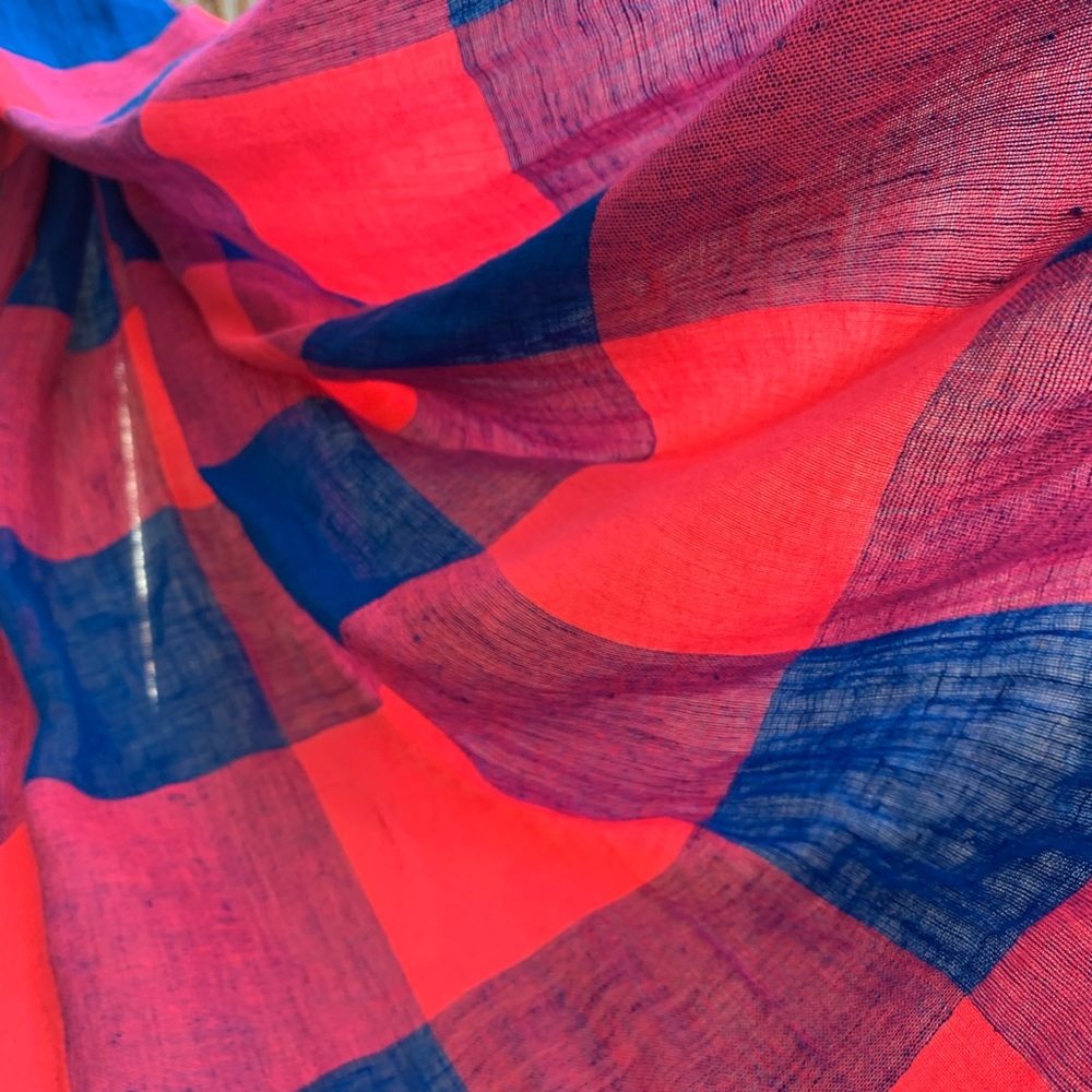 MARC By Marc Jacobs Stacey Gingham Scarf Blue/Pink - Picture 11 of 15